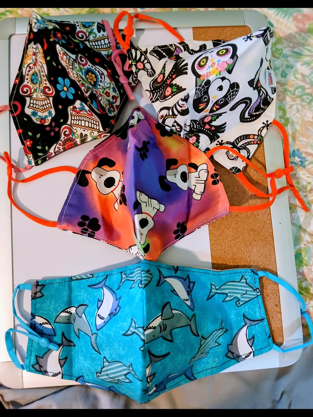Colorful Printed Cloth Face Masks - Skull, Floral, Puppy & Sharks